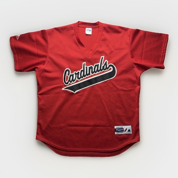 Vintage St Louis Cardinals Majestic MLB Baseball Mesh V Neck Y2K Jersey Mens XL